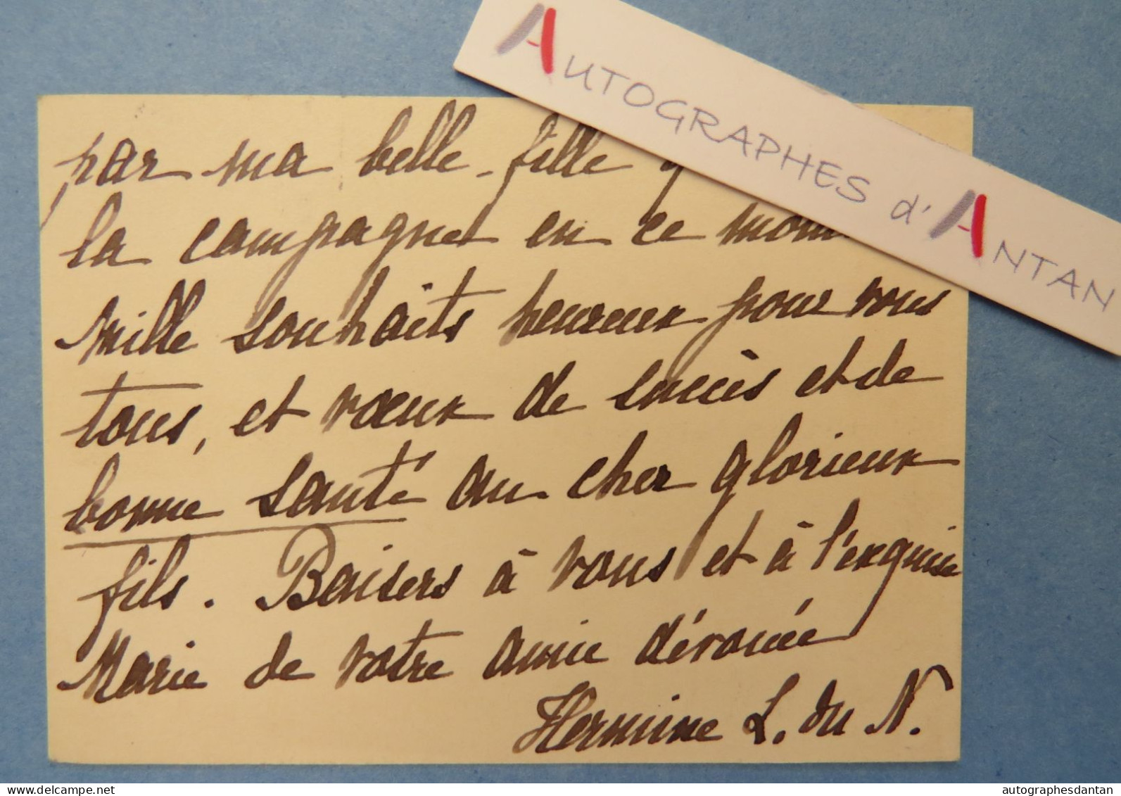 ● CDV 1915 Hermine LECOMTE DU NOUY (Oudinot De La Faverie) Femme De Lettre - D'AUBIGNY - Carte De Visite - Tarjetas De Visita