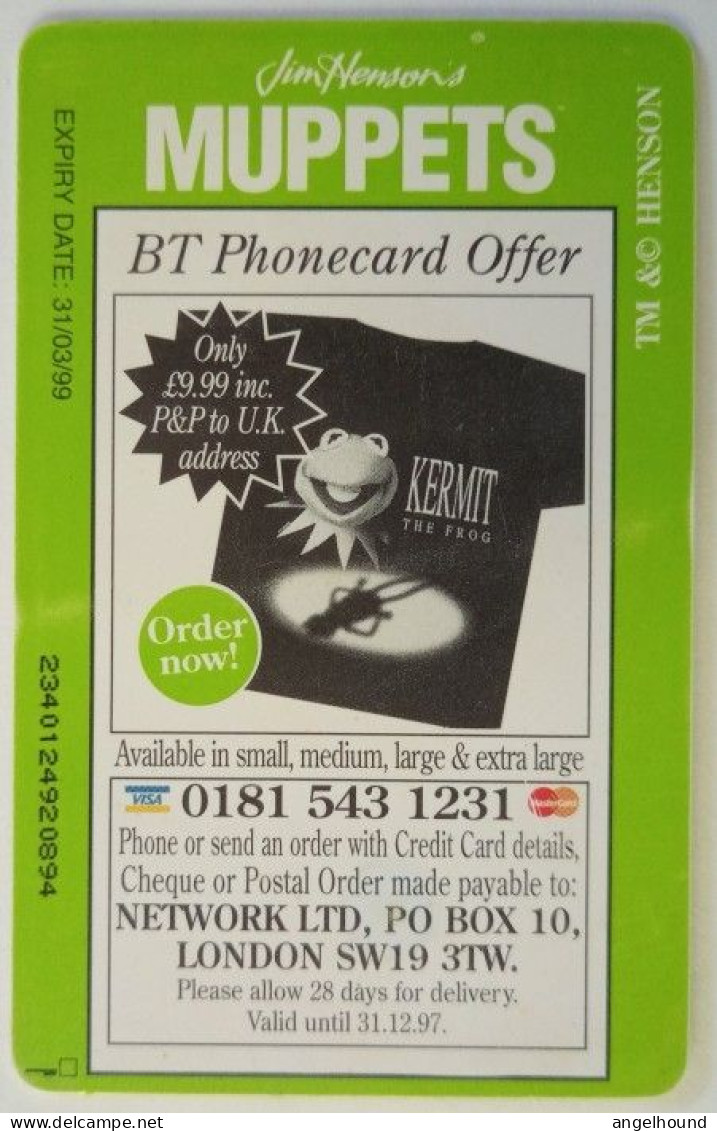 UK BT £2 Chip Card - Special Edition MUPPETS - BT Promotionnelles