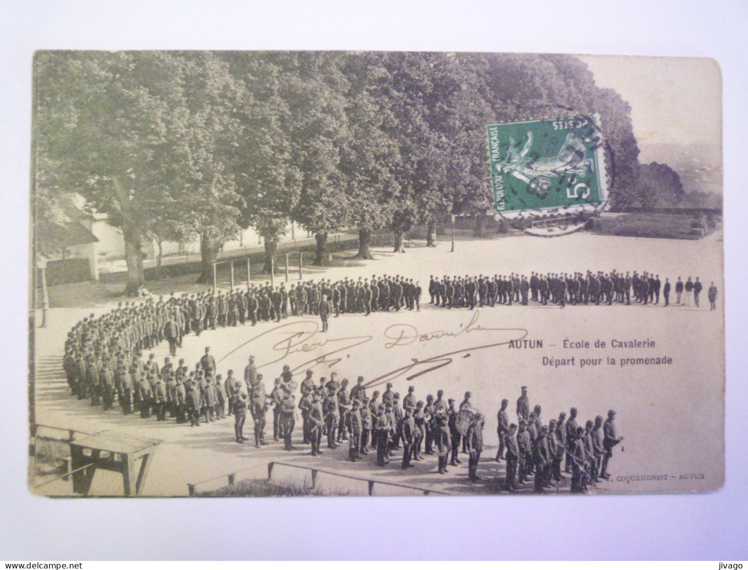 2024 - 1664  AUTUN  (Saône-et-Loire)  :  Ecole De Cavalerie  -  Départ Pour La Promenade   1909   XXX - Autun