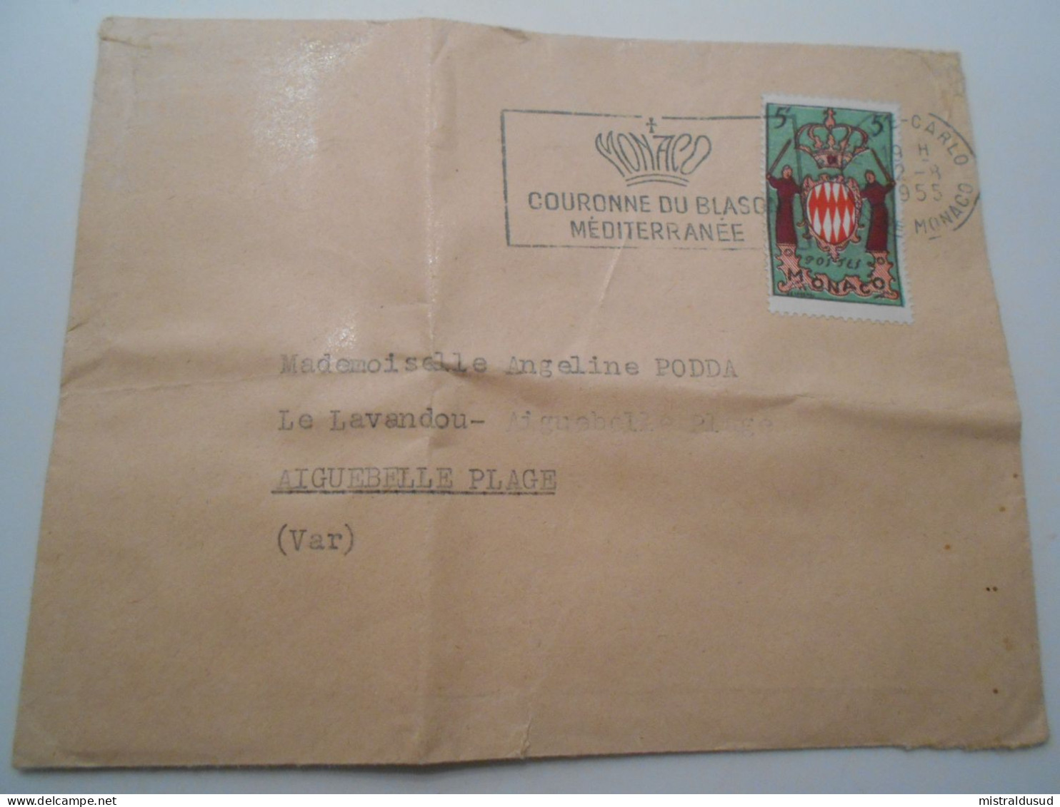 Monaco , Lettre De Monte-çarlo 1955 Pour Le Lavandou - Covers & Documents