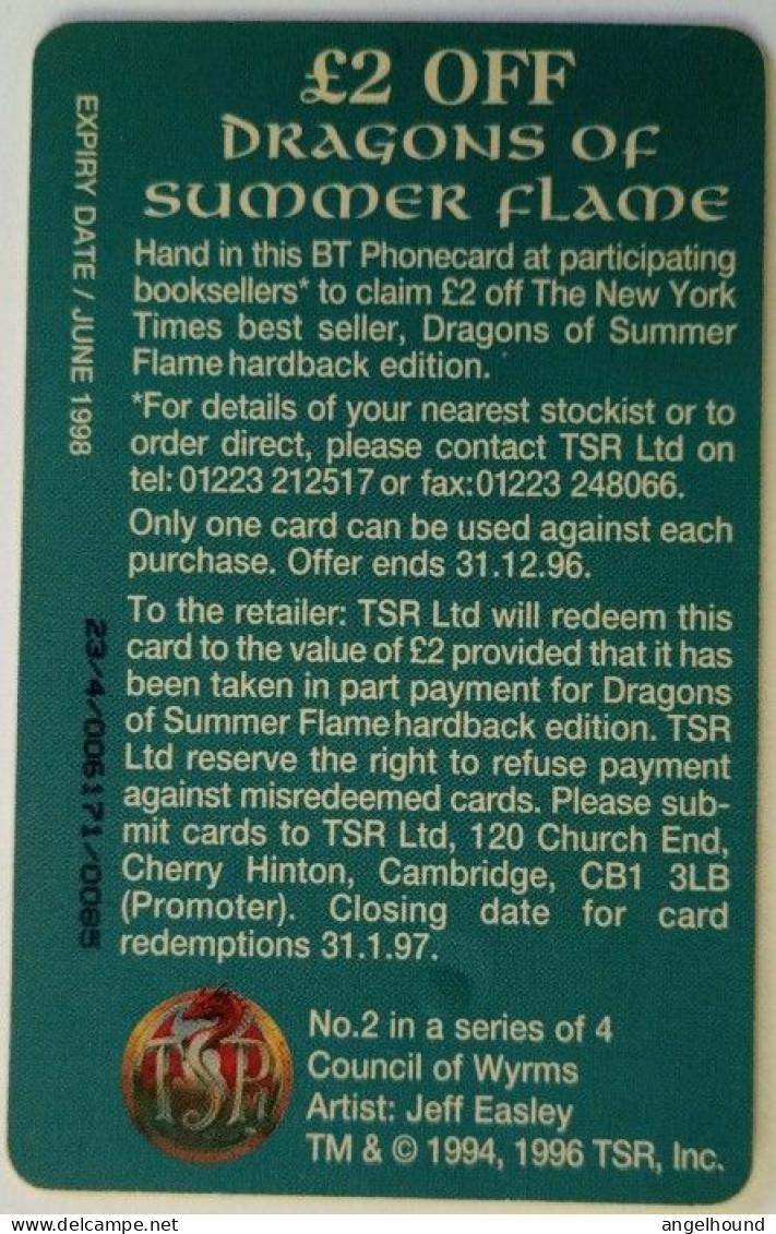 UK BT £2 Chip Card - Special Edition " Dragons Of Summer Flame " - BT Werbezwecke