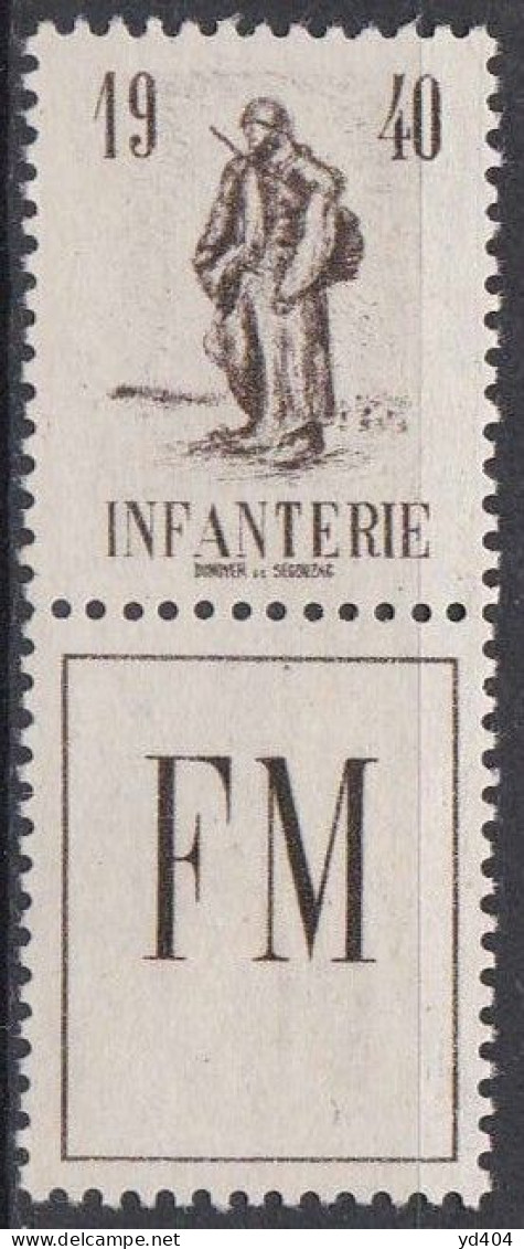 FR6603B- FRANCE – MILITARY FRANK ST. – 1940 – INFANTERIE – Y&T # 10A MNH 16 € - Militärische Franchisemarken