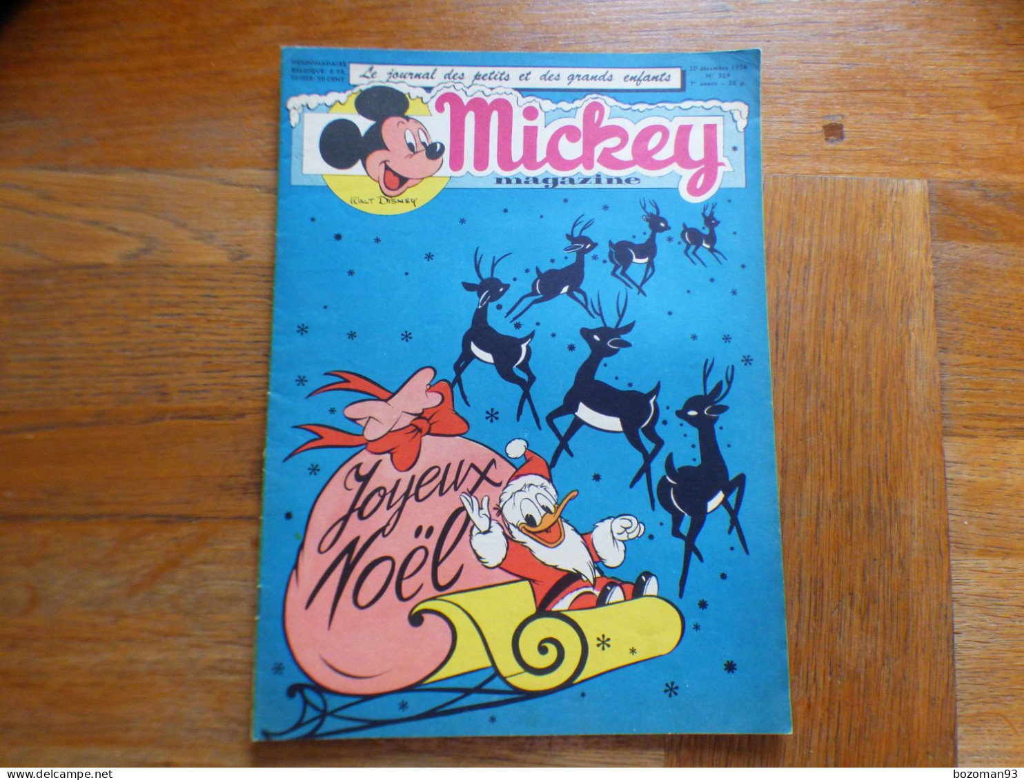 JOURNAL MICKEY BELGE  N° 324 Du  20/12/1956  JOYEUX NOEL AVEC + COVER DONALD  + DAVY CROCKETT - Journal De Mickey