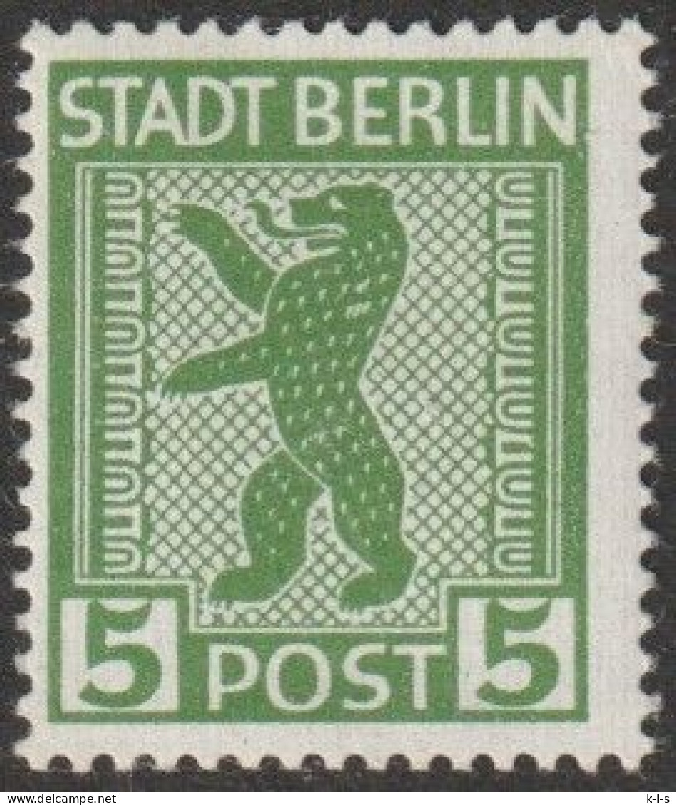 SBZ- Berlin & Brandenburg: 1946, Plattenfehler: Mi. Nr. 1 A XI, Freimarke: 5 Pfg. Berliner Bär.  **/MNH - Berlin & Brandenburg