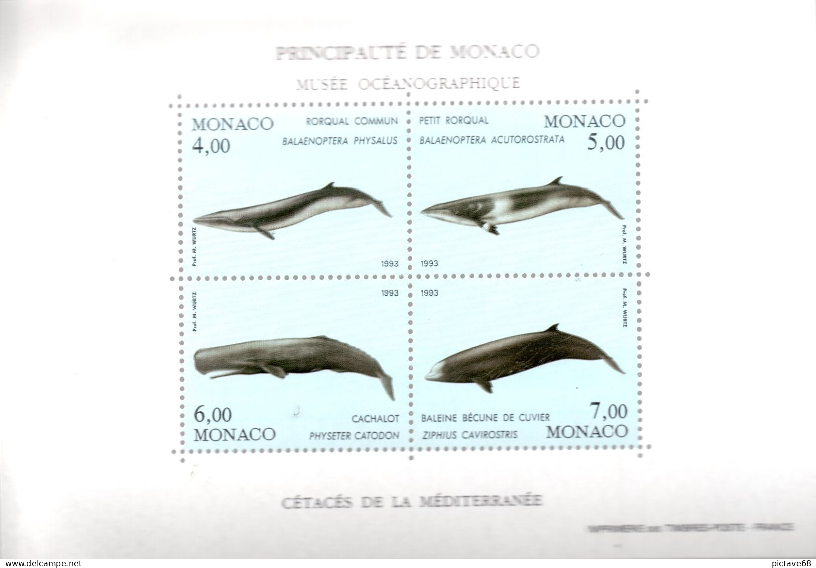 MONACO / / BF N° 59 * * CETACES DE LA MEDITERRANNEE - Blocks & Sheetlets