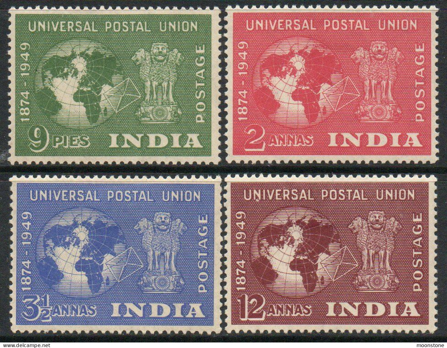 India 1949 75th Anniversary Of UPU Set Of 4, Hinged Mint, Wmk. Multiple Star, MNH, SG 325/8 (E) - Neufs