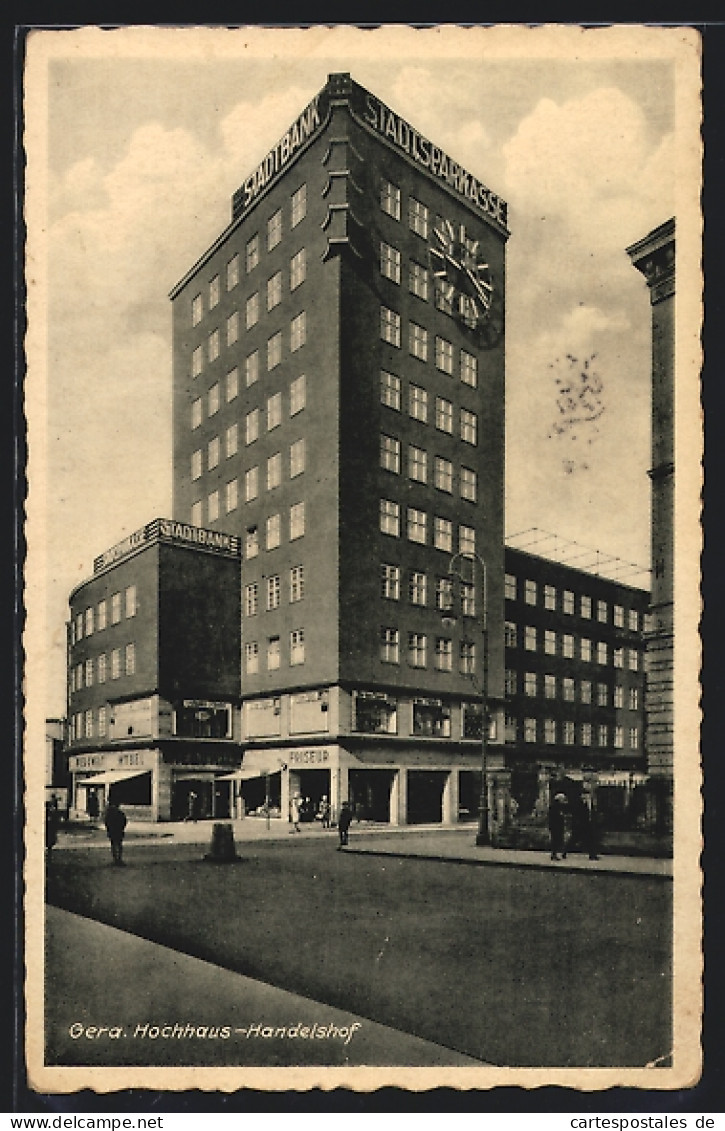 AK Gera, Hochhaus U. Handelshof Mit Stadtsparkasse  - Gera