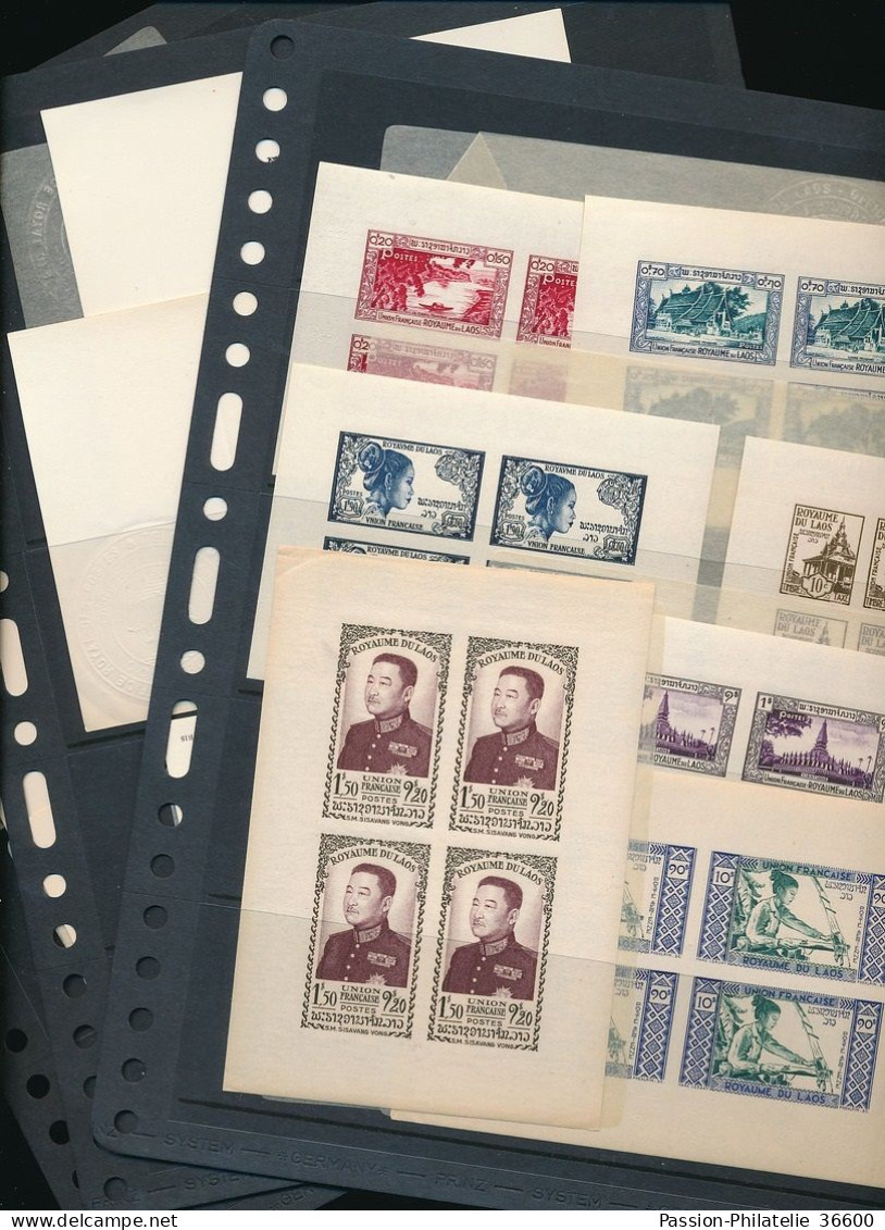 LAOS FIRST ISSUES NICE SELECTION OF IMPERFORATED STAMPS WITH GUM MNH AND LUXE SHEETS - Laos
