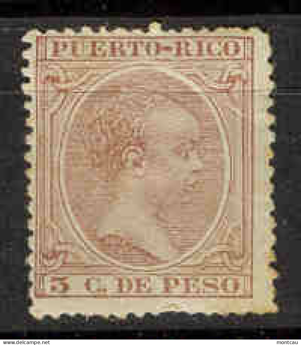 Puerto Rico 1896-97 3 C  Alfonso XIII Ed 122 (*) Doblez - Porto Rico