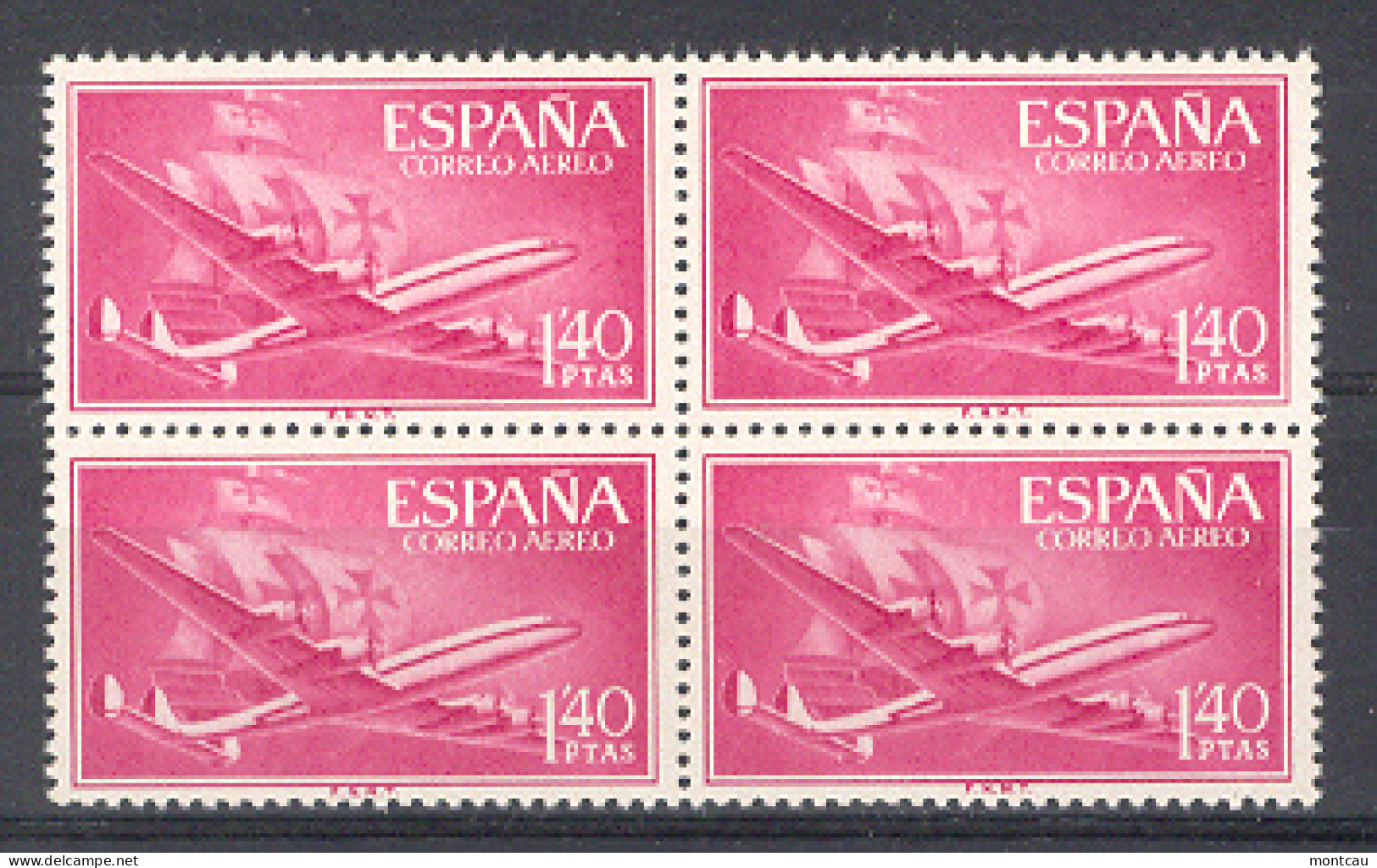 Spain 1955-6. Avion Y Carabela 1,40 Pta Ed 1174 Bl (**) - Unused Stamps