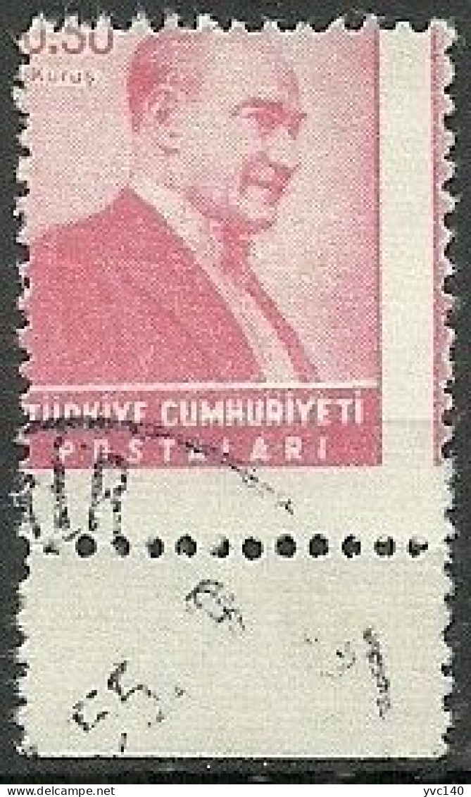 Turkey; 1955 Regular Stamp 0.50 K. ERROR "Displaced Perf." - Usados