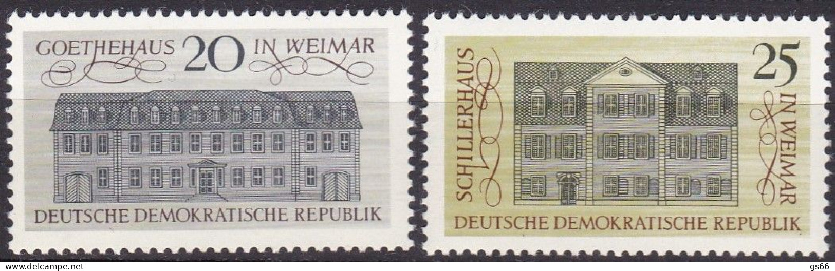 DDR  1967, 1329/30, MNH **, Goethehaus, Schillerhaus, Weimar - Unused Stamps