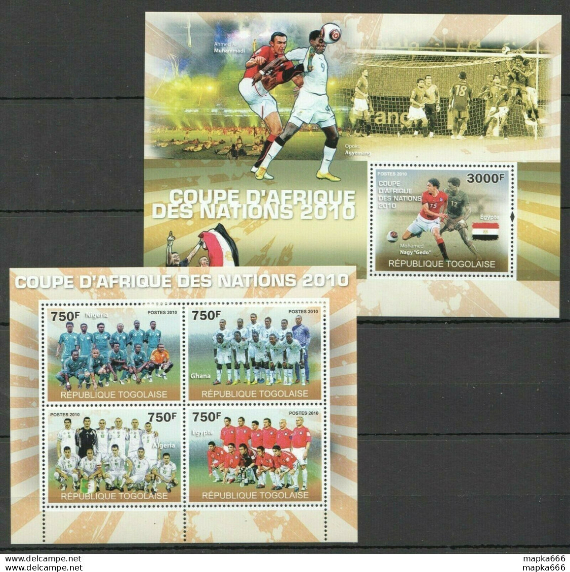 Tg1246 2010 Togo Football Sport African Cup Of Nations Stars Winner Egypt Bl+Kb Mnh - Andere & Zonder Classificatie