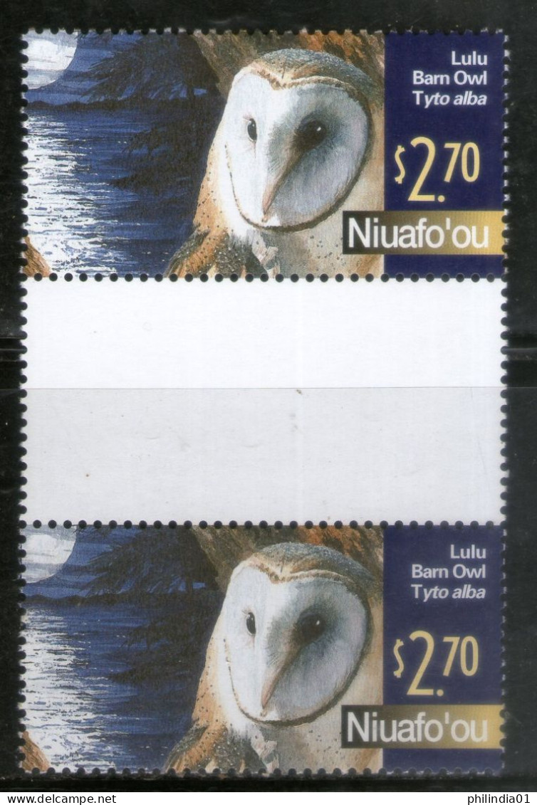 Niuafo’ou Tonga 2018 Lulu Barn Owls Birds Of Prey Wildlife Gutter Pair MNH # 985 - Owls