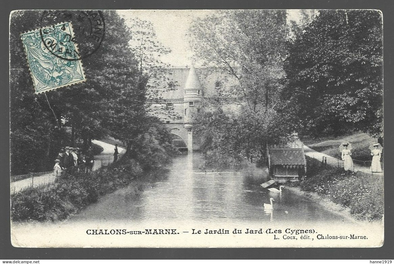 Chalons Sur Marne Le Jardin Du Jard Les Cygnes Cachet 1904 Marne France Htje - Châlons-sur-Marne