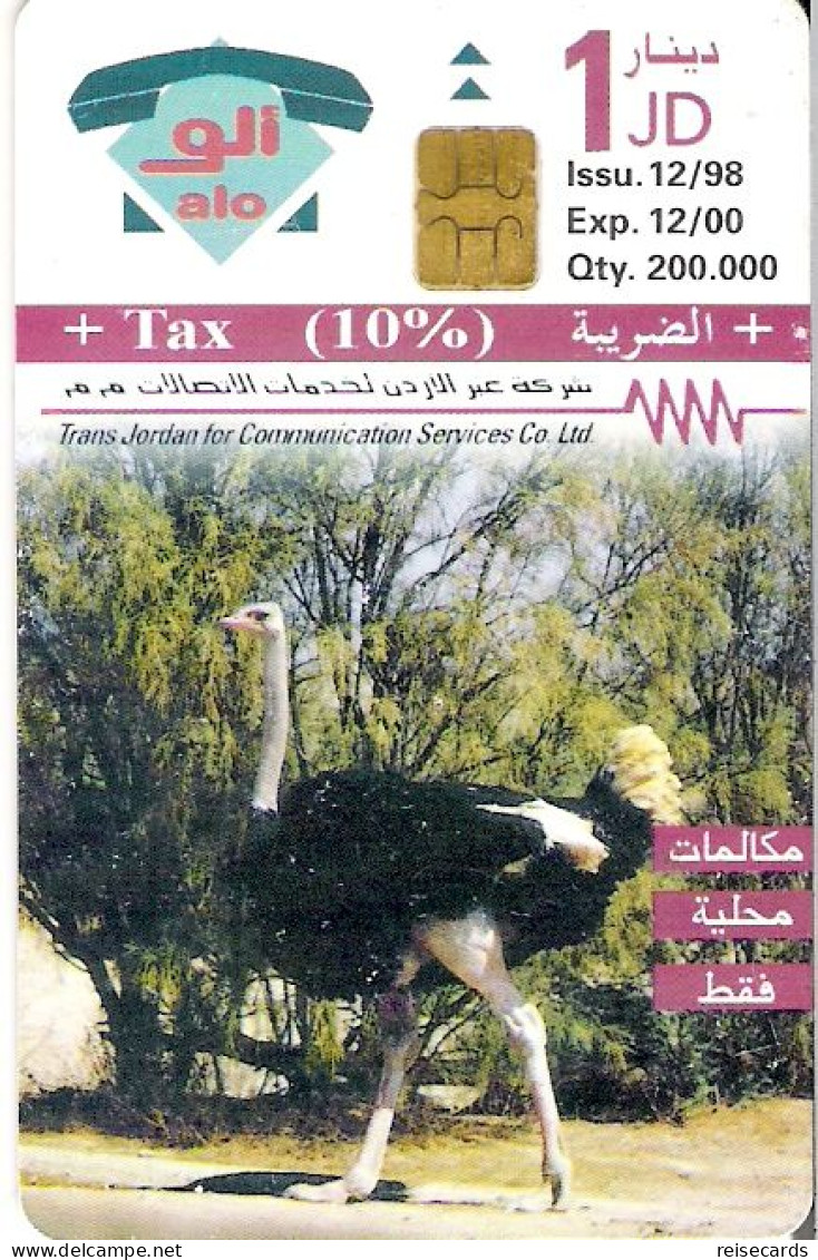 Jordan: Trans Jordan For Communication Services - 1998 Ostrich, Arabian Oryx - Jordania