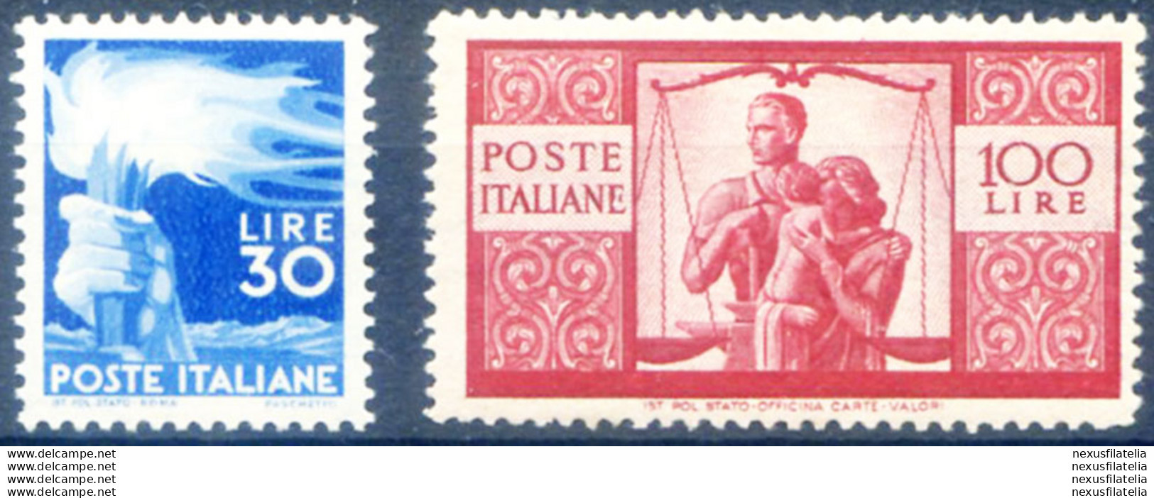 Democratica 1946-1947. 30 Lire + 100 Lire. Seconda Scelta. - Other & Unclassified