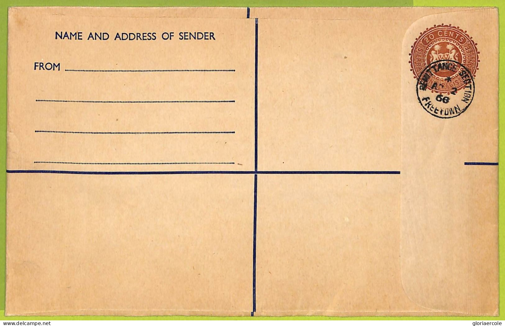 39943 - SIERRA LEONE - Postal History -  REGISTERED  STATIONERY COVER - Sierra Leone (...-1960)