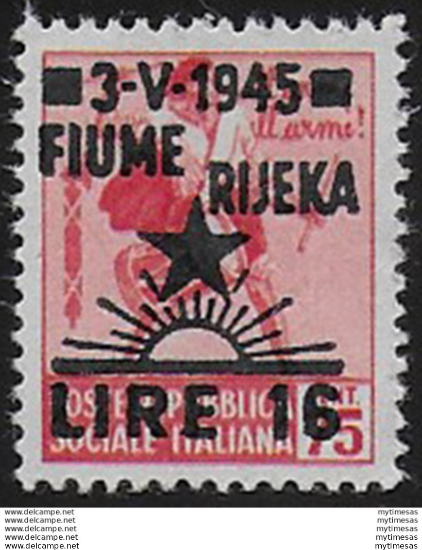 1945 Fiume Occupazione Jugoslava 1v. MNH Sass. N. N21 - Other & Unclassified