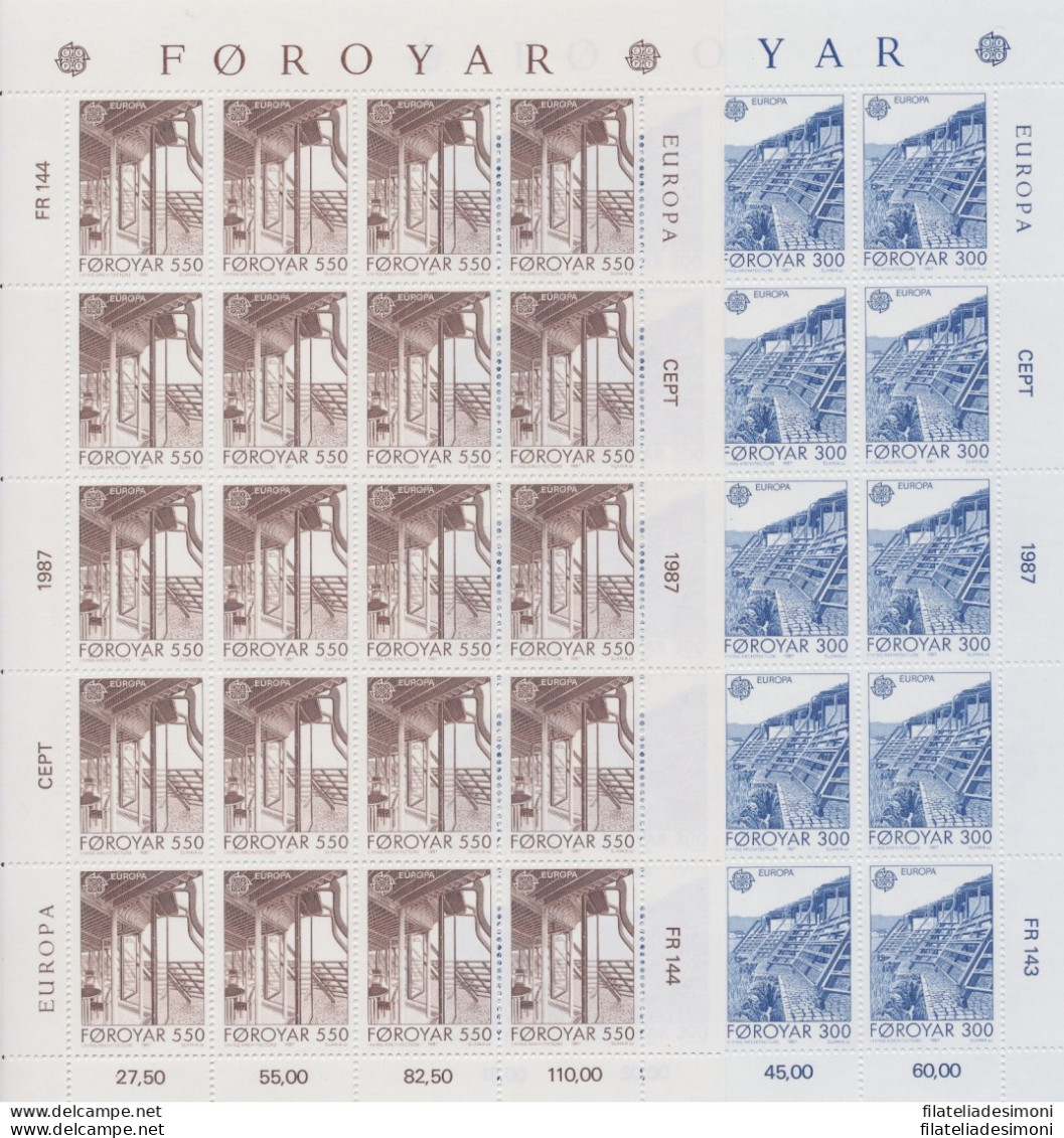 1987 EUROPA CEPT  Faeroer 2 Minifogli &quot;Architettura Moderna&quot; MNH** - Other & Unclassified