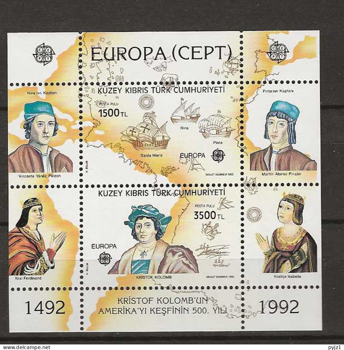 1992 MNH Turkish Cyprus, Mi Block 10 Postfris** - Nuovi