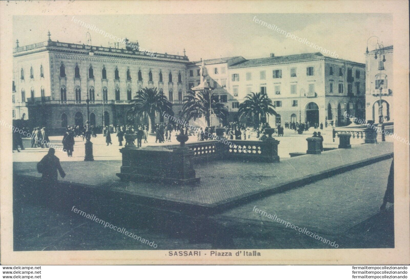 T227 Cartolina Sassari Citta' Piazza D'italia 1925 - Sassari