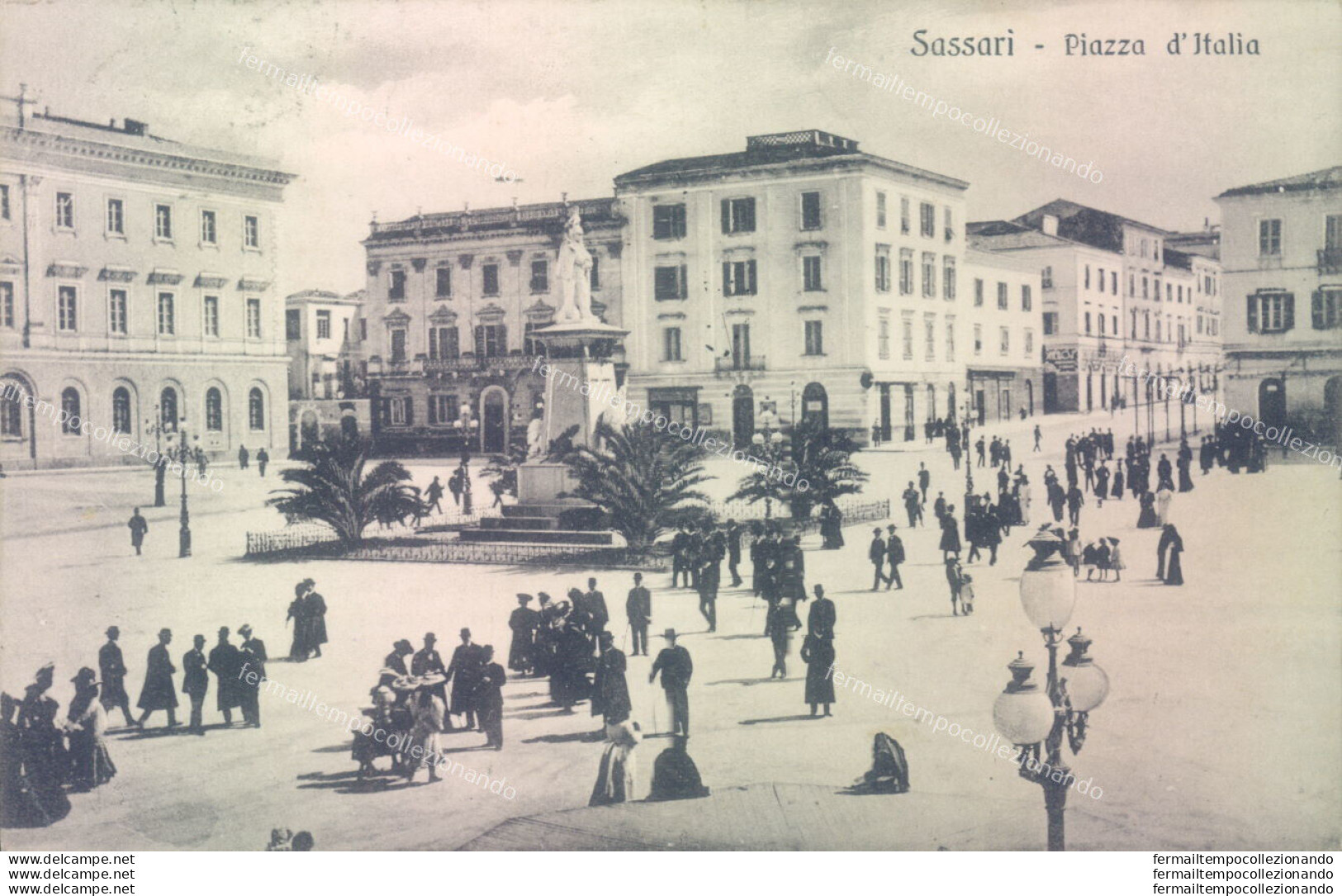 Aa462 Cartolina Sassari Citta' Piazza Italia 1921 - Sassari