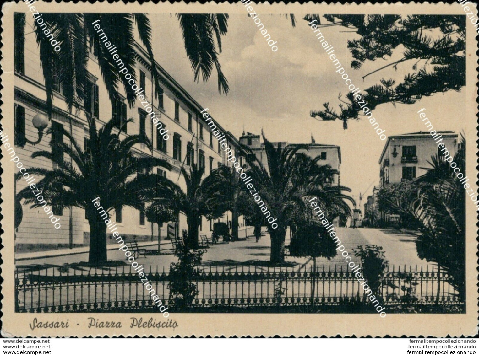 Bb16 Cartolina Saluti Sassari Citta' Piazza Plebiscito 1941 - Sassari