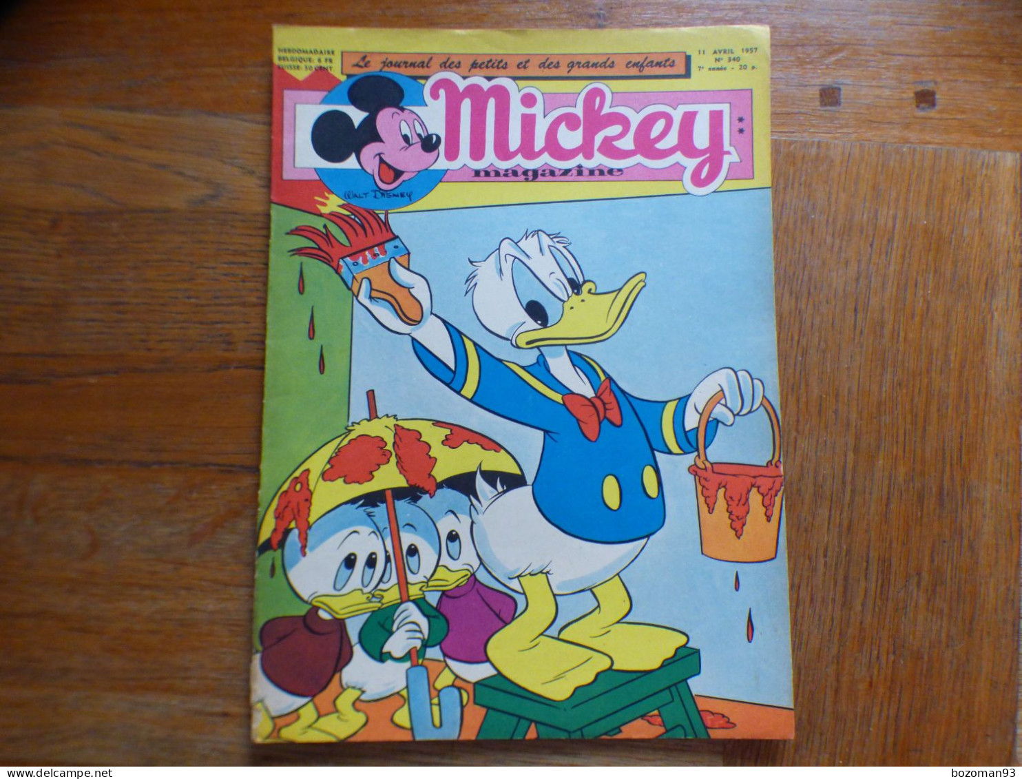 JOURNAL MICKEY BELGE  N° 340 Du  11/04/1957  COVER DONALD + LA FLECHE NOIRE - Journal De Mickey