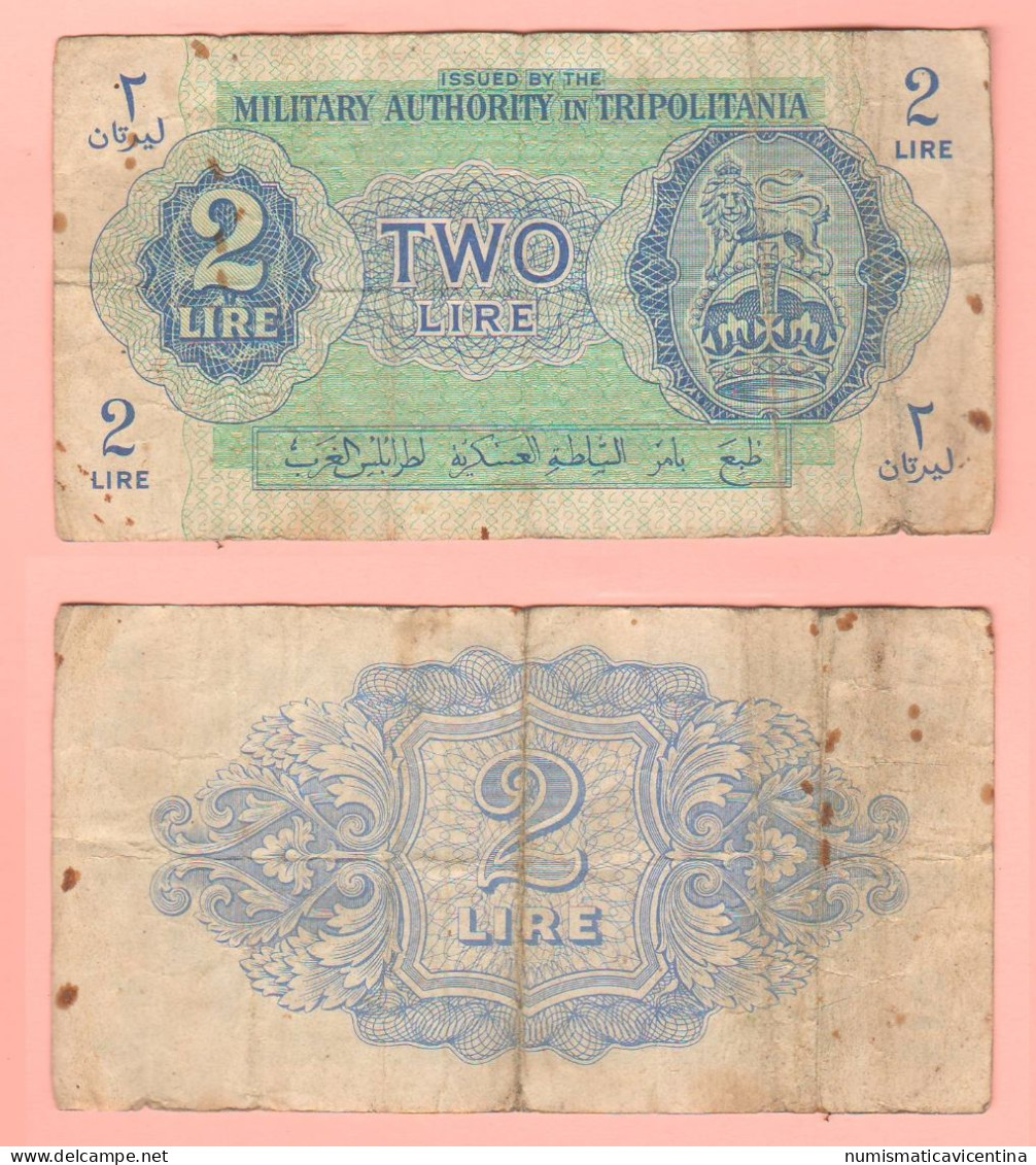Libya Libia 2 Lire 1943 British Occupation 2 WW War Banknotes Billets De Guerre - Libië