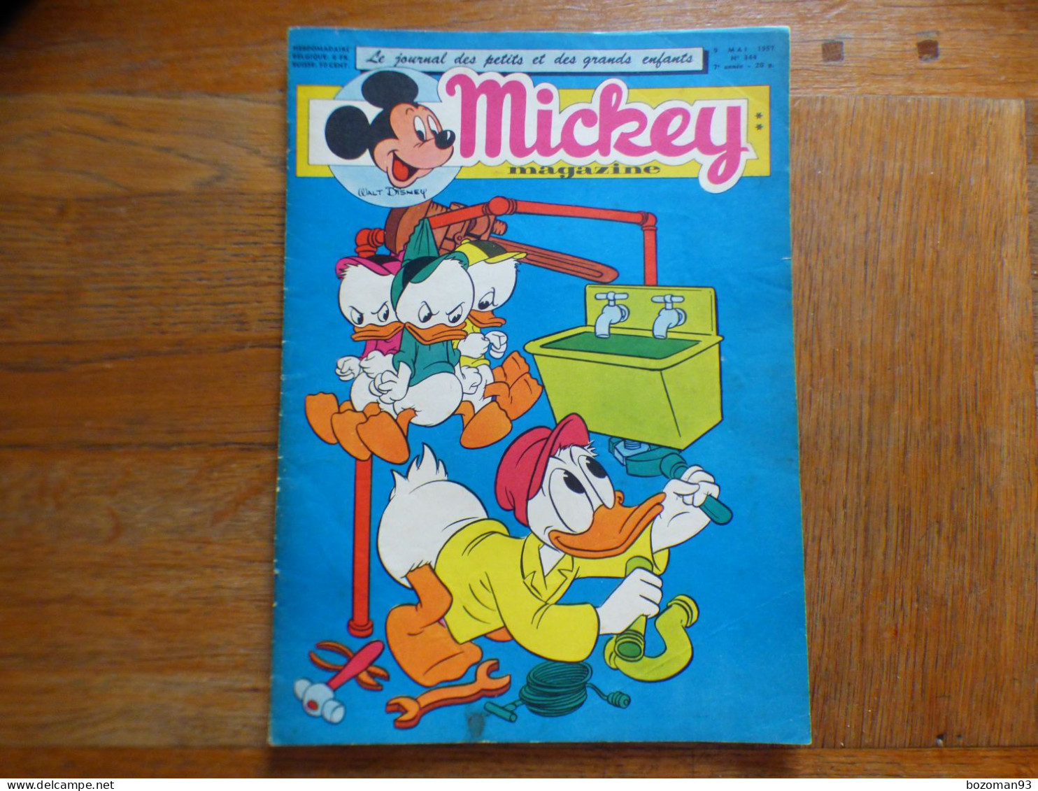 JOURNAL MICKEY BELGE  N° 344 Du  09/05/1957  COVER DONALD + LA FLECHE NOIRE - Journal De Mickey