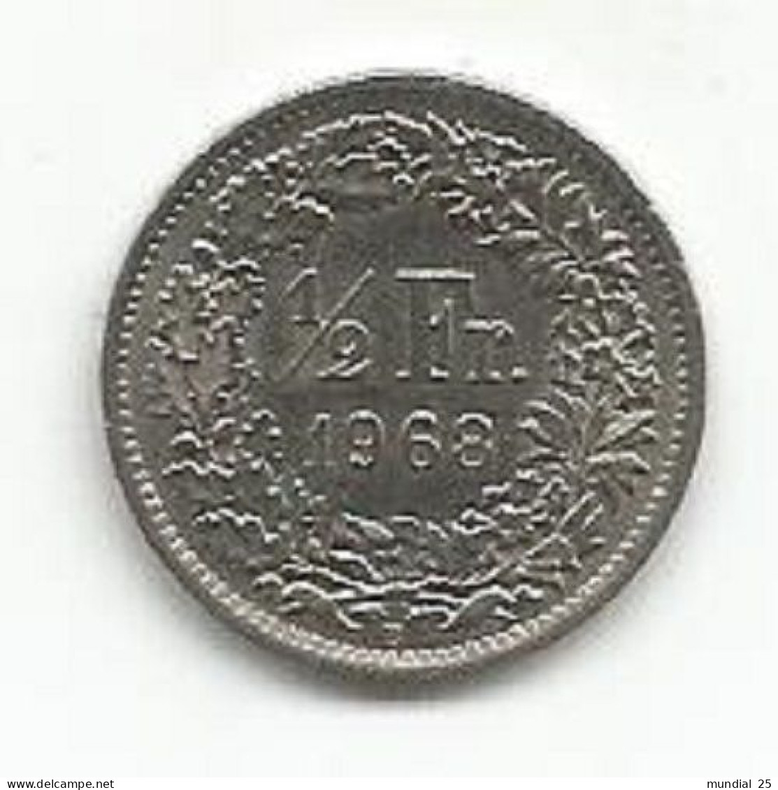 SWITZERLAND 1/2 FRANC 1968 B - 1/2 Franken