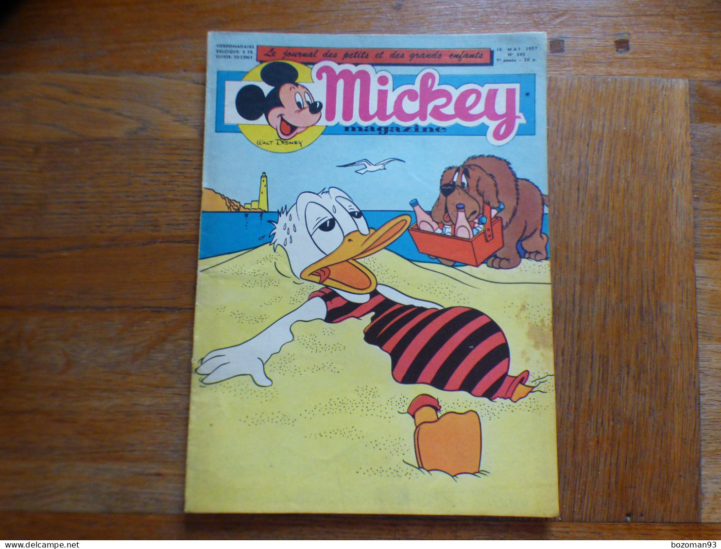 JOURNAL MICKEY BELGE  N° 345 Du 16/05/1957  COVER DONALD + LA FLECHE NOIRE - Journal De Mickey