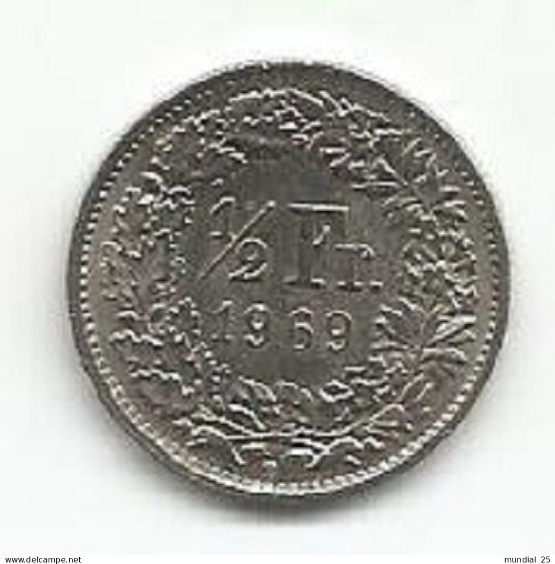 SWITZERLAND 1/2 FRANC 1969 B - 1/2 Franken
