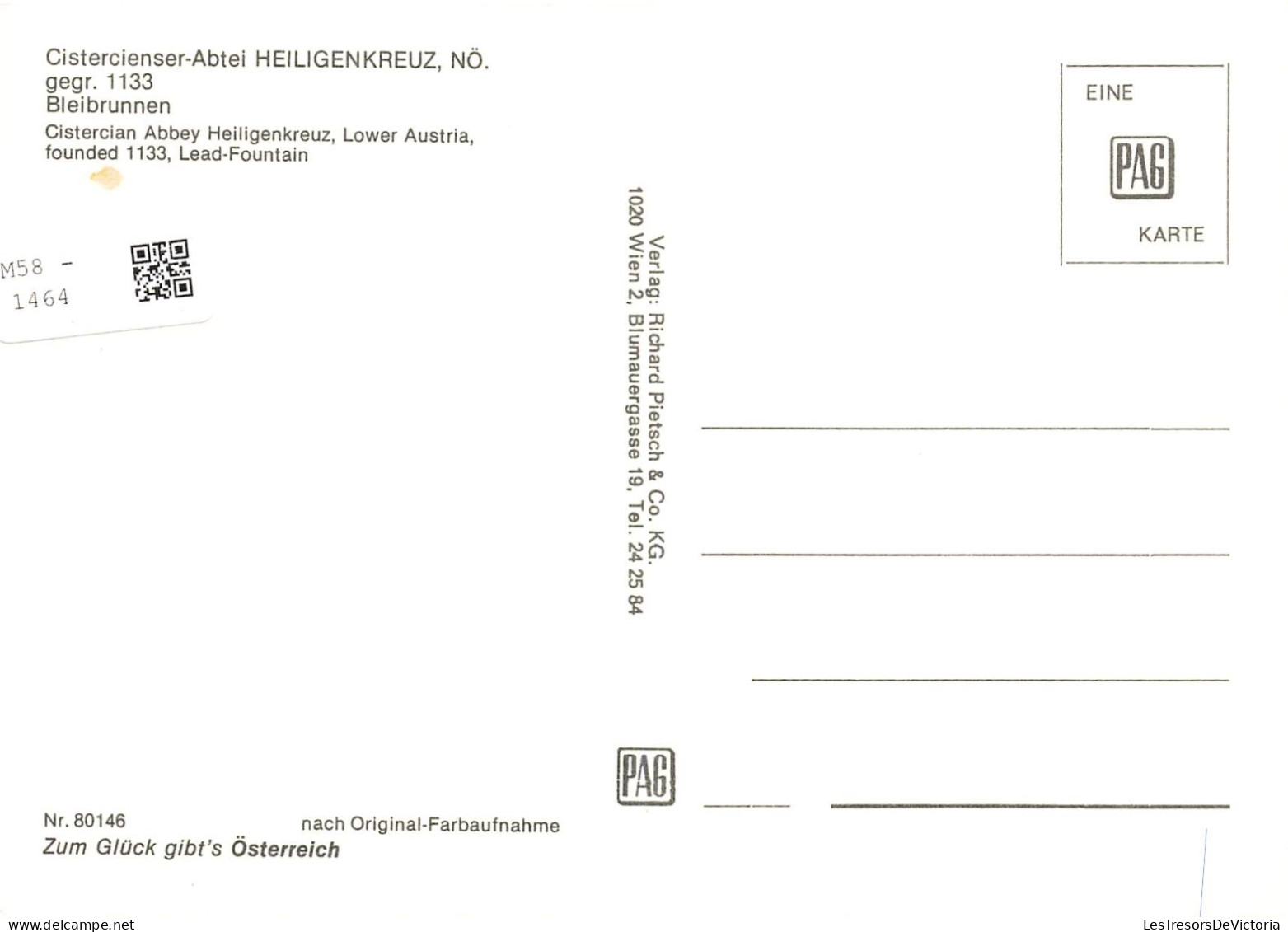 AUTRICHE - Cistercienser Abtei Heiligenkreuz- Bleibrunnen - Cistercian Abbey Heillignekreuz - Carte Postale - Heiligenkreuz