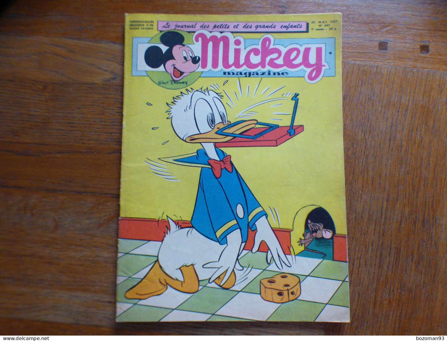 JOURNAL MICKEY BELGE  N° 347 Du 30/05/1957  COVER DONALD + LA FLECHE NOIRE - Journal De Mickey