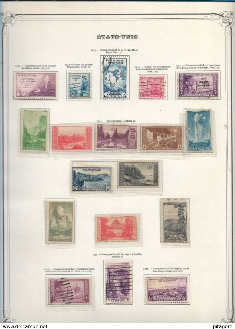 Etats-unis D'Amérique  Beau Lot  Sur Feuille,( Année 1933-35 ) Neufs* Et Oblitérés : TB - Unused Stamps