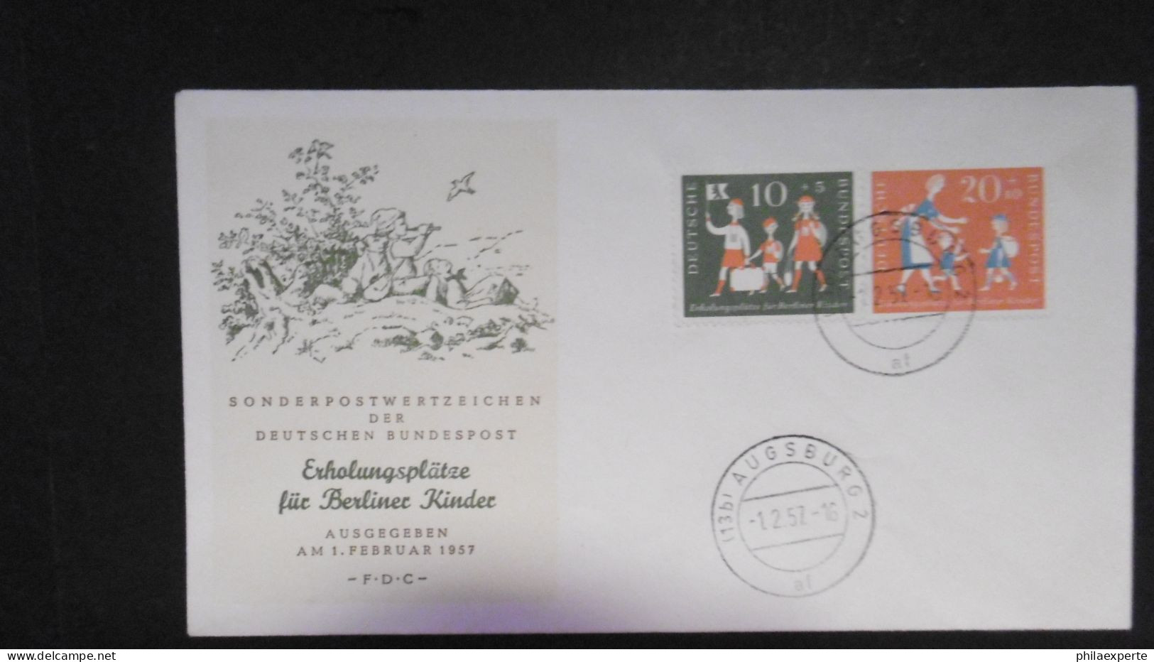 Bund Mi. 250/251 FDC Gestempelt Augsburg 1.2.1957 Mi. 30.-€ Schatten Stammt Von Kamera - Briefe U. Dokumente