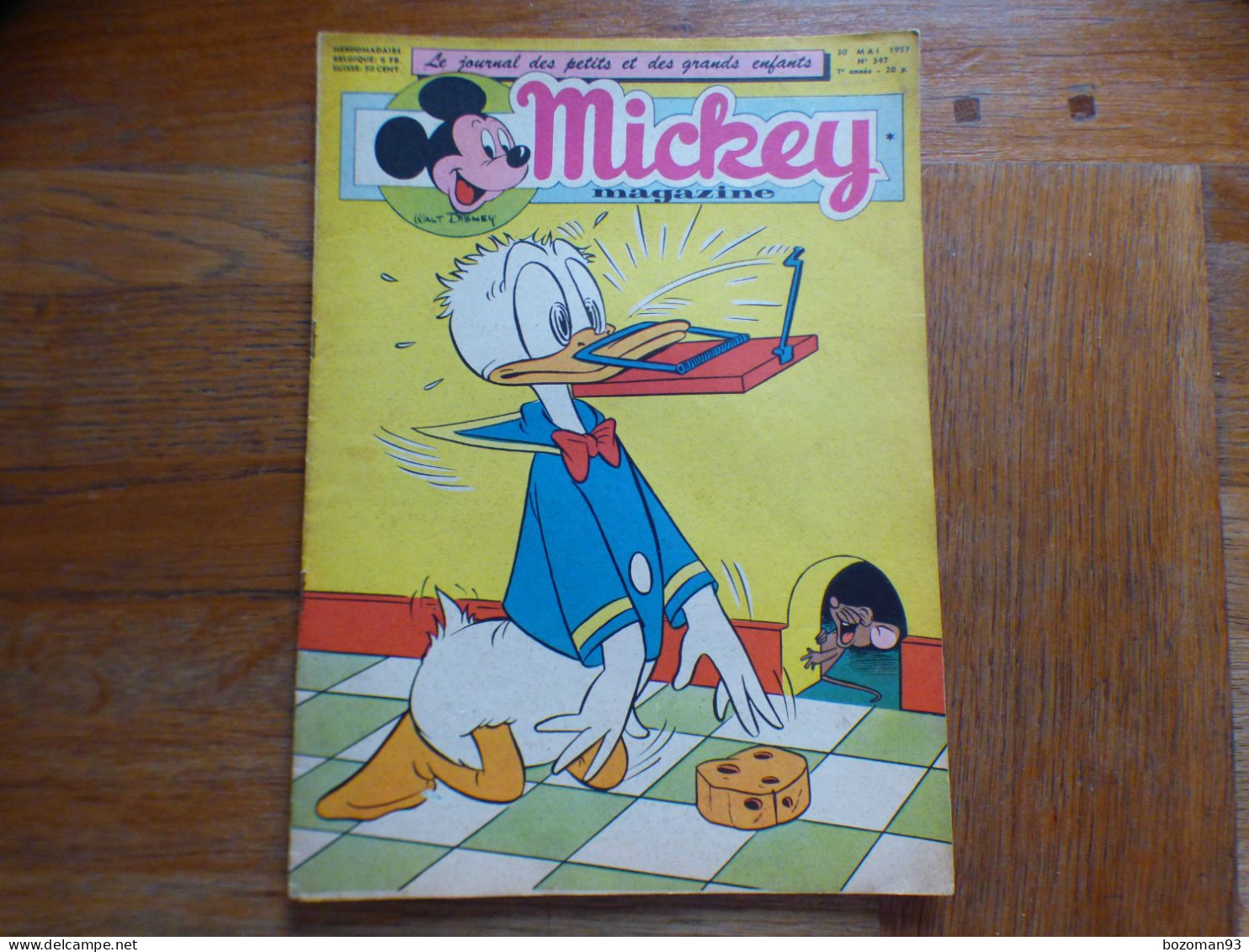 JOURNAL MICKEY BELGE  N° 347 Du 30/05/1957  COVER DONALD + LA FLECHE NOIRE - Journal De Mickey