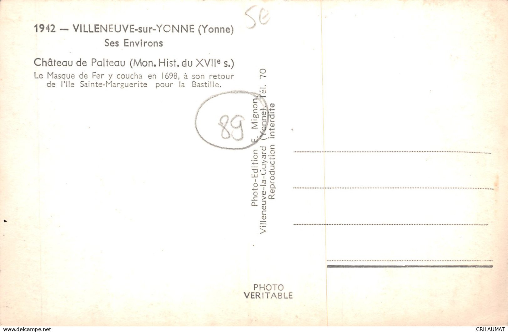 89-VILLENEUVE SUR YONNE-N°T5099-A/0275 - Villeneuve-sur-Yonne