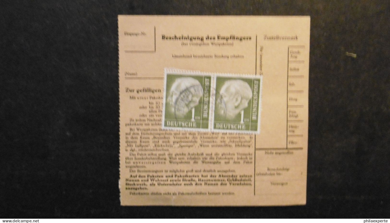 Bund Mi. 194 Paar + Einzelmarke + Mi. 259 Packetkarte Von Rothaus 12.4.1962 Nach Berlin Mi. 500.-€ - Storia Postale