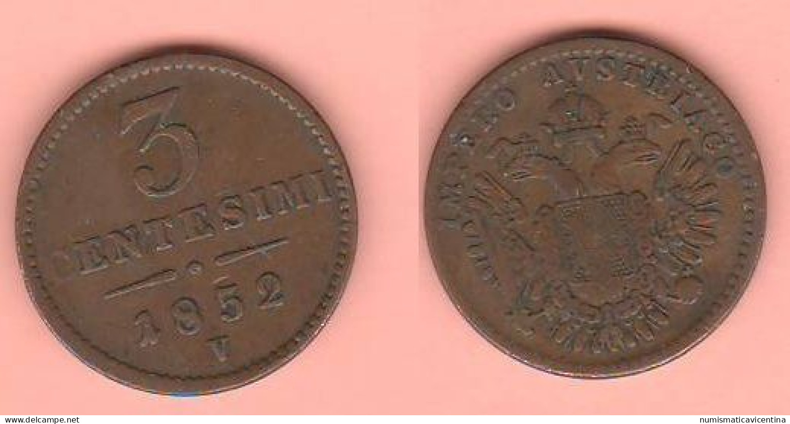 Lombardo Veneto 3 Centesimi V 3 Cents Copper Coin  C 8 Lombardy - Venetia Mint Venezia - Lombardien-Venezia