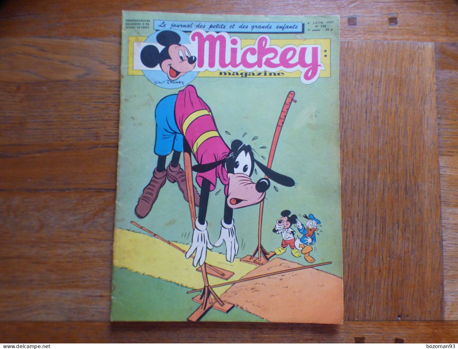 JOURNAL MICKEY BELGE  N° 348 Du 06/06/1957  COVER GOOFY + LA FLECHE NOIRE - Journal De Mickey