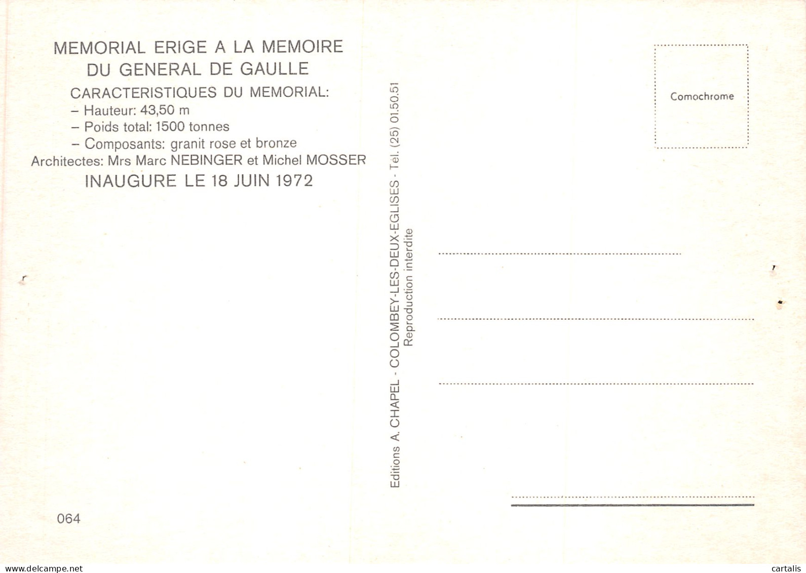 52-COLOMBEY LES DEUX EGLISES MEMORIAL DU GENERAL DE GAULLE-N°C4077-B/0071 - Colombey Les Deux Eglises