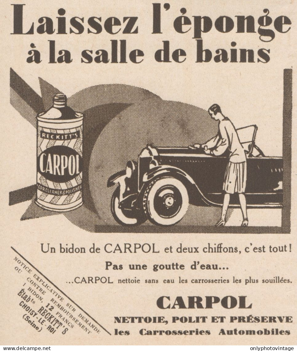 CARPOL Reckitt's - Pubblicità D'epoca - 1930 Old Advertising - Advertising