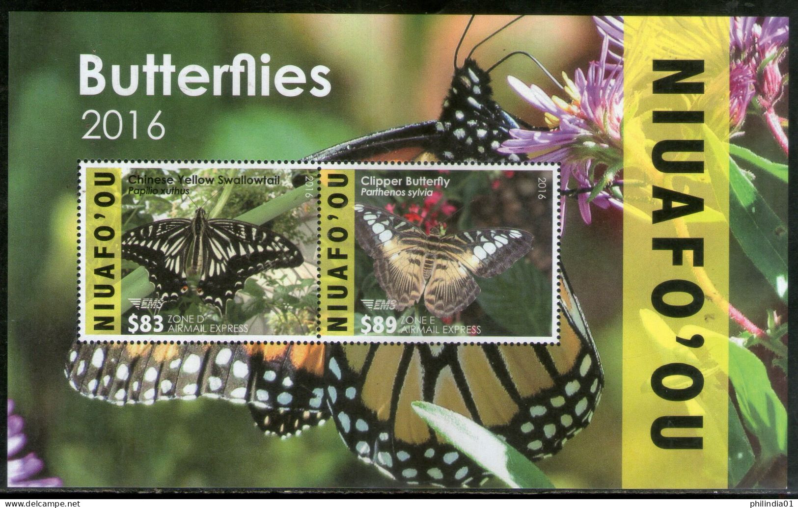 Niuafo’ou Tonga 2016 Butterflies Moth Insect Sc CE11a M/s CV $150 MNH # 9148 - Papillons