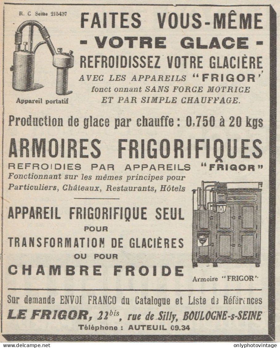 Armoire FRIGOR - Pubblicità D'epoca - 1926 Old Advertising - Pubblicitari