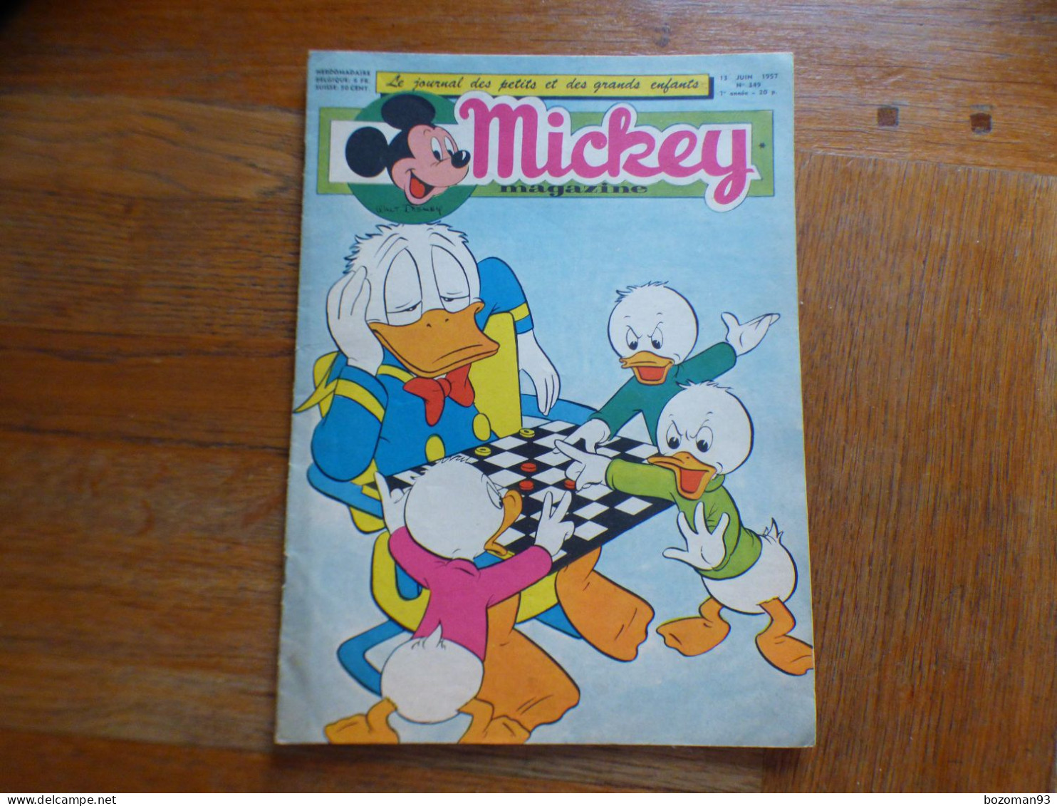 JOURNAL MICKEY BELGE  N° 349 Du 13/06/1957  COVER DONALD  + LA FLECHE NOIRE - Journal De Mickey