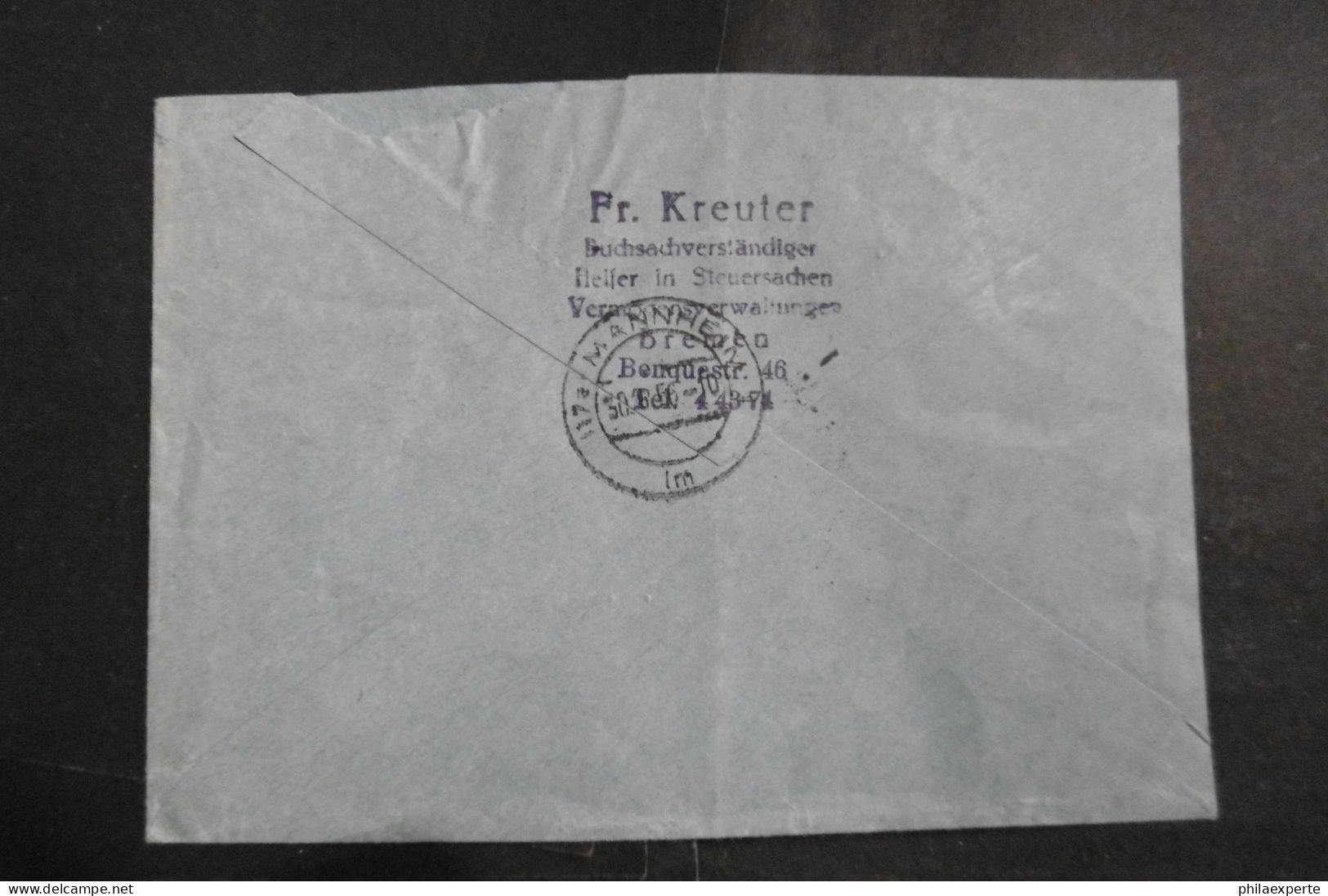 Bund Mi. 188+189 Auf R Brief Bremen 29.6.1956 Nach Mannheim - Lettres & Documents