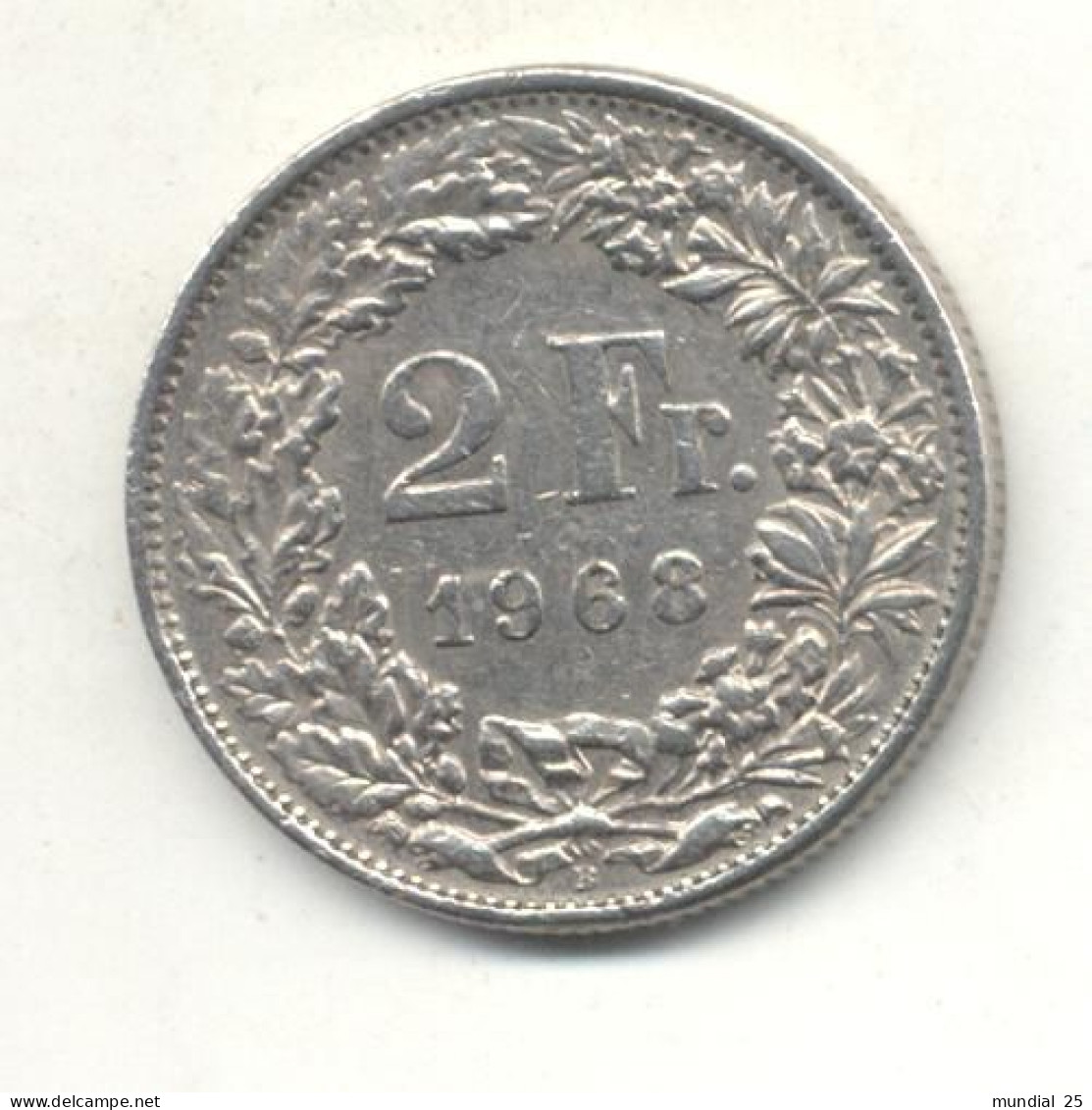 SWITZERLAND 2 FRANCS 1968 B - 2 Francs